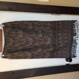 Talbots Women's Wool Paisley Pencil Skirt with Fringes- Size 6
